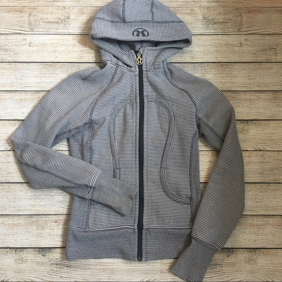 lululemon athletica Tops - Lululemon Scuba Hoodie - sz 2 Grey Striped
